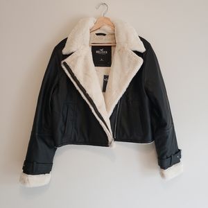 NWT Dark Brown Faux Leather Lined Jacket